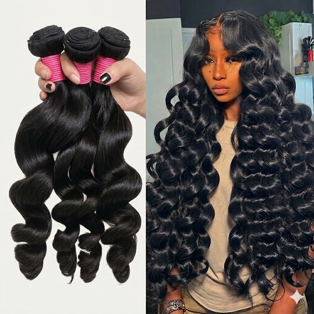 Jopear 10A Collection | Remy Loose Wave Hair Bundles (3 or 4 Pcs) Natural Color - Thick & Bouncy Extensions | 24 Fast Dispatch