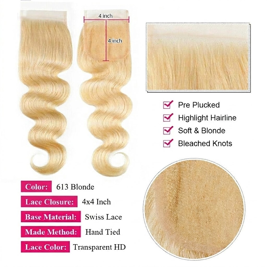 Jopear 10A | 99J Burgundy Body Wave Bundles with 613 Platinum Blonde Closure Deal 100% Extensions