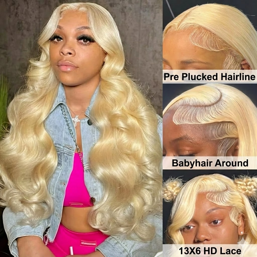 Jopear 613 Platinum Blonde Body Wave 13x6 HD Lace Frontal Wig - Takes Color Perfectly 100% Human Hair