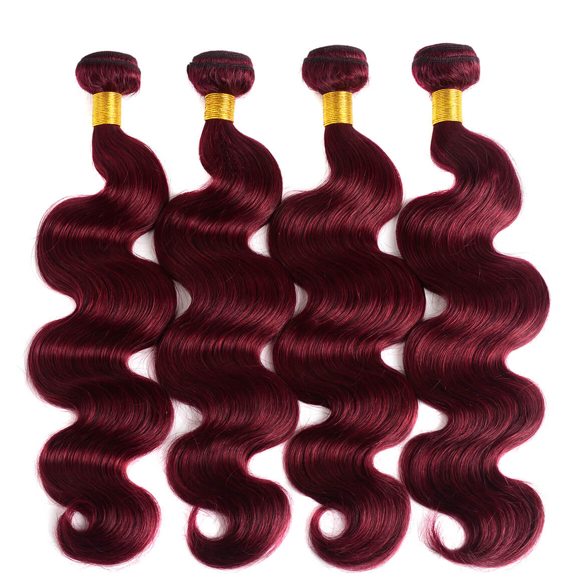 99J Burgundy Body Wave Bundles - 4/5 Bundles, 100% Real Human Hair, Deep Purple-Red Hue, Comes with 3 Free Gifts