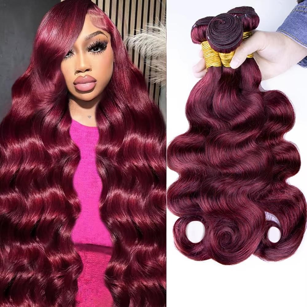 14A Rovess 99J Burgundy Human Hair Bundles Body Wave 16-30 Inch Wine Red Double Weft Bundles Human Hair Extensions