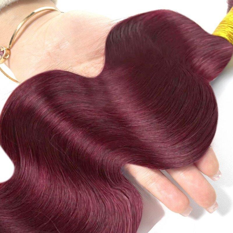 14A Rovess 99J Burgundy Human Hair Bundles Body Wave 16-30 Inch Wine Red Double Weft Bundles Human Hair Extensions