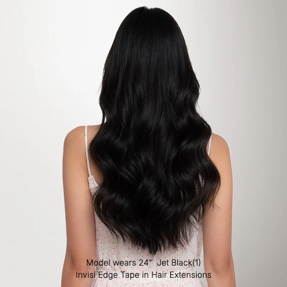 Tape-in Hair Extensions Human Hair Black Seamless Tape Hair Extensions Skin Weft PU Tape On Hair 25PCS 16"-20"