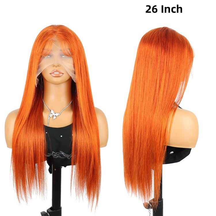 Straight Orange Ginger Lace Front Wigs Human Hair 350 Colored Brazilian 24-36 Inch 13X4 HD Lace Frontal Wigs Pre Plucked