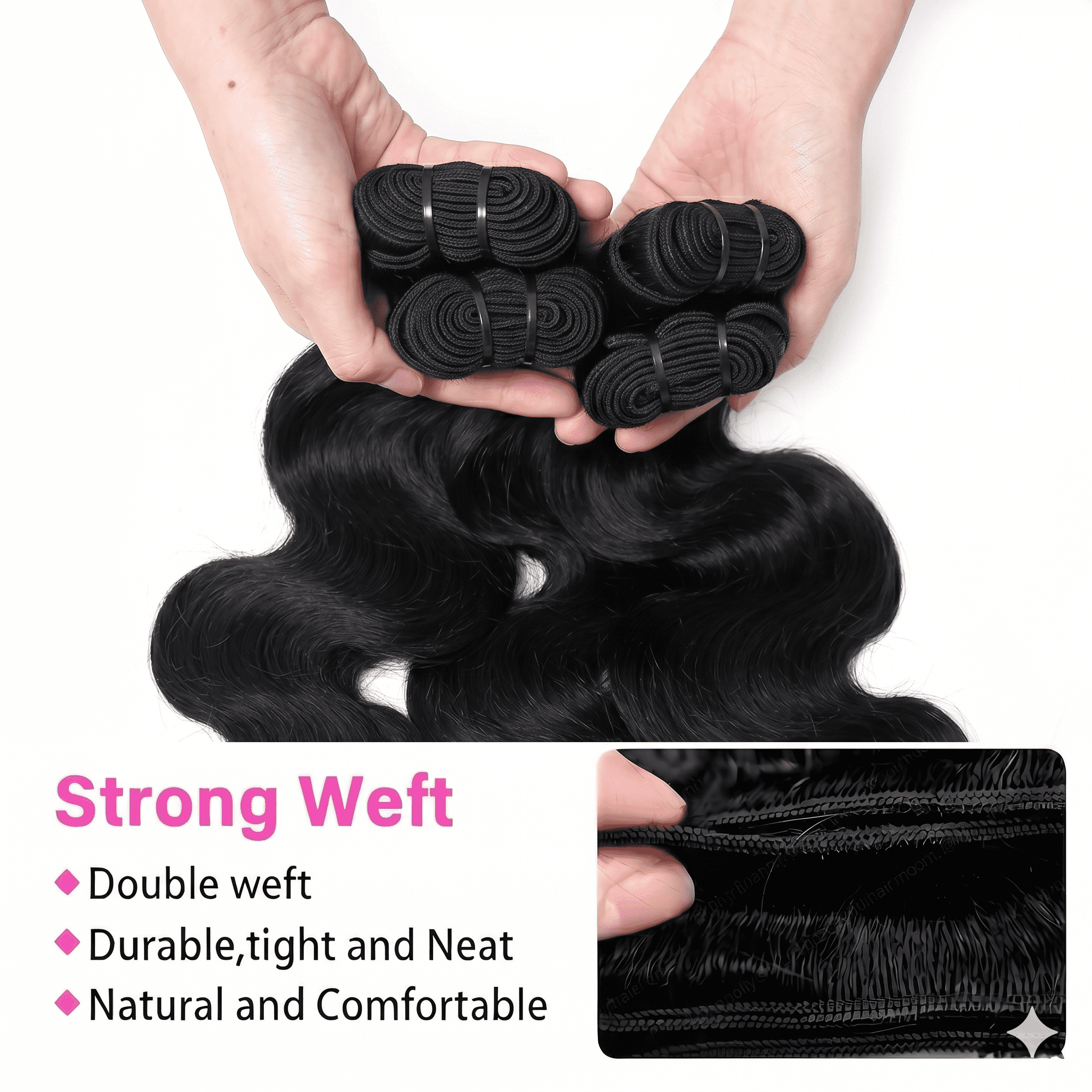 Jopear 10A | Unprocessed Virgin Hair Body Wave 100% Human Hair Bundles Deal - Natural Color with 613 Blonde Lace Closure Set