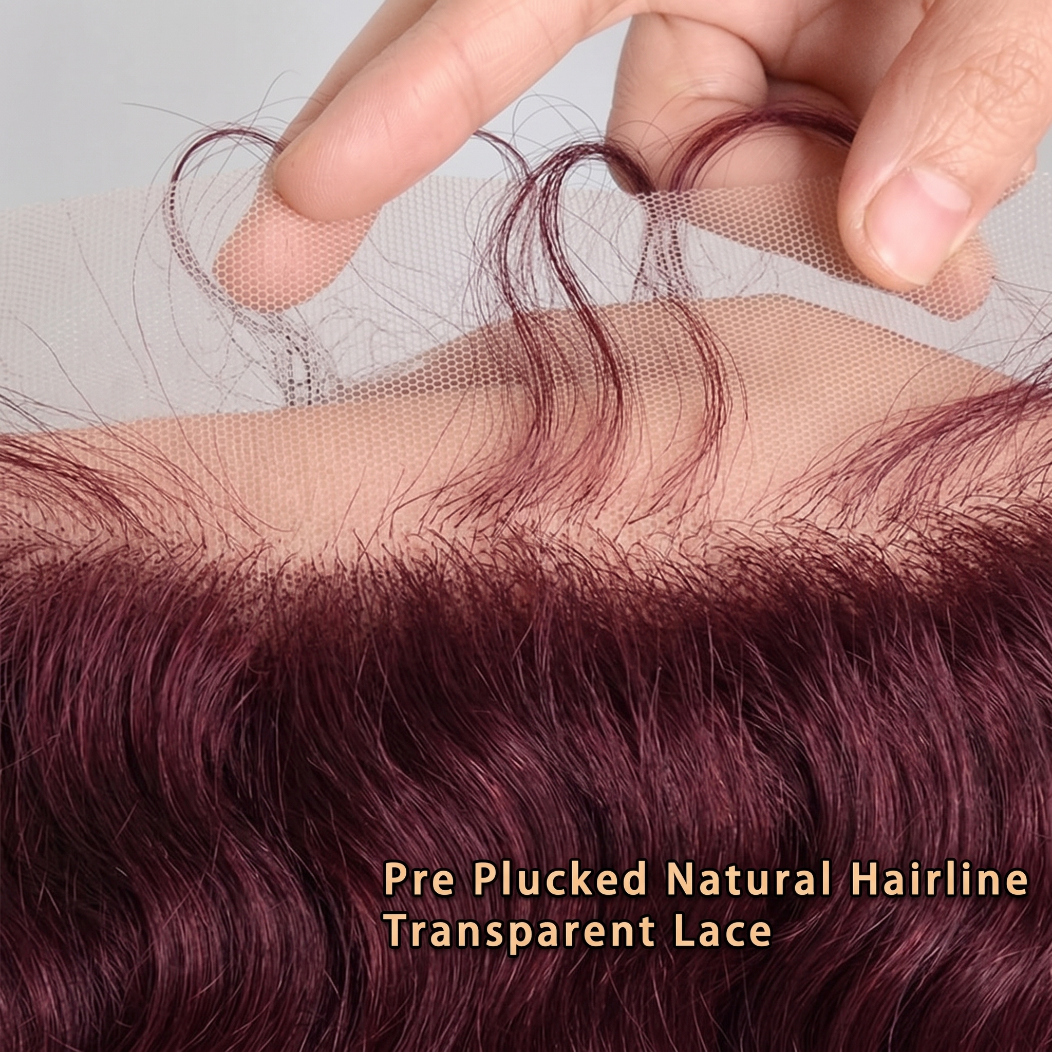 JOPEAR Body Wave Human Hair Lace Closure 14" - Burgundy (#99J)