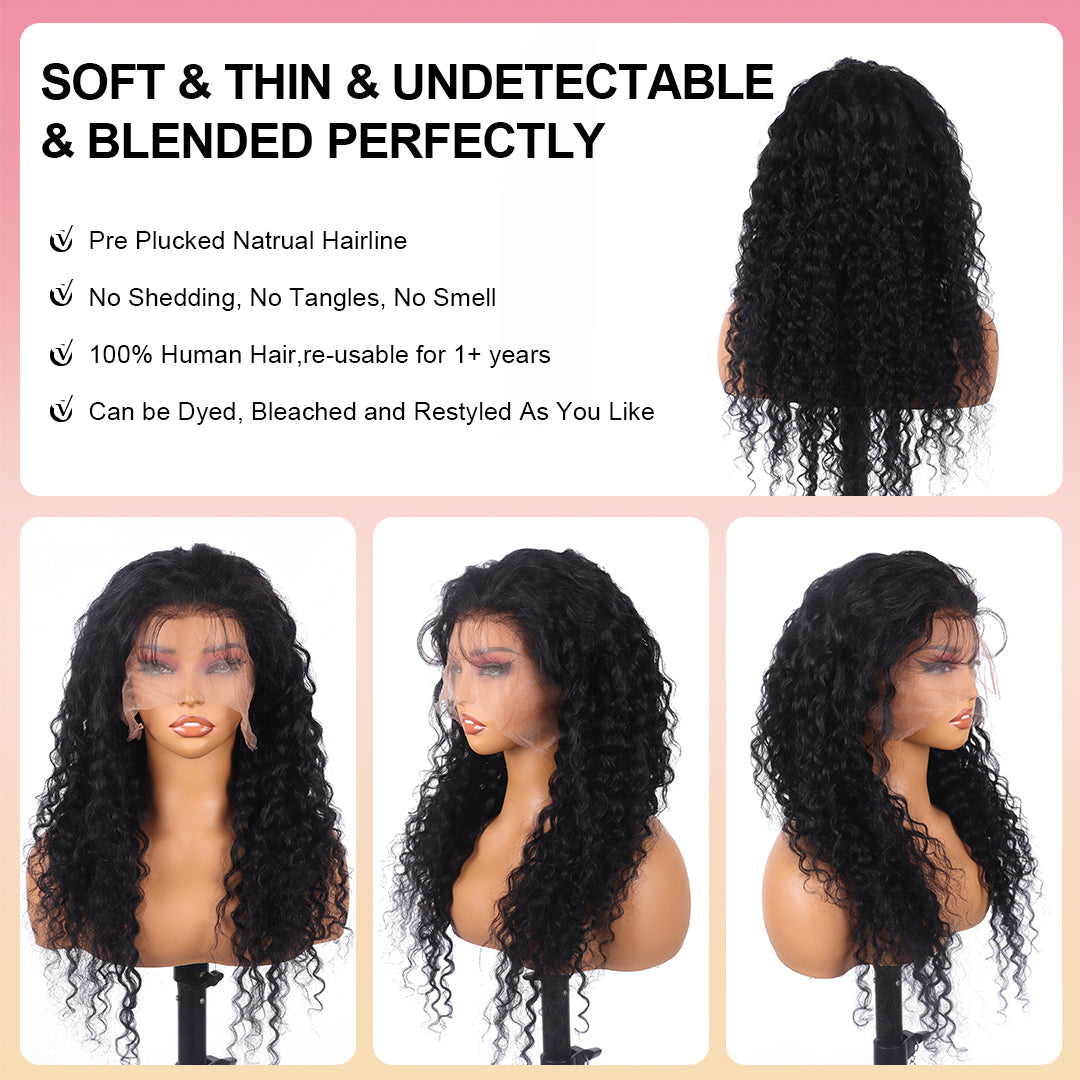 360 Deep Wave Lace Front Wigs Human Hair 13x6 Lace Frontal Human Hair Wigs 30 Inch Curly Wig Water Wave Wigs With Baby Hair