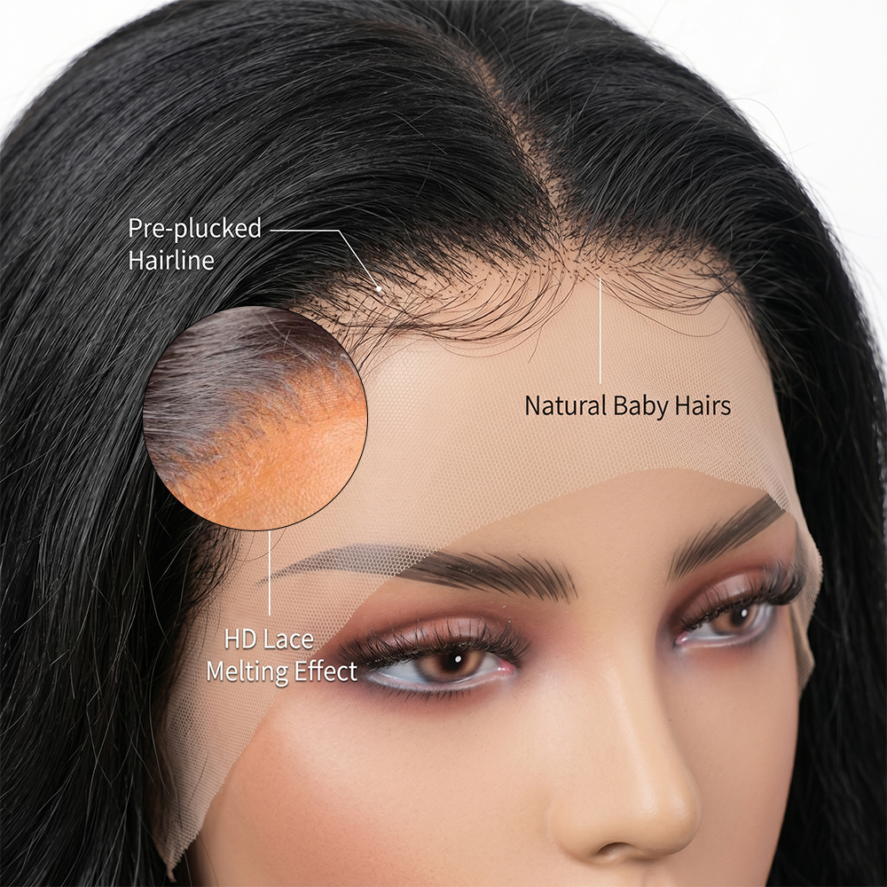 Jopear Body Wave 13x6 HD Lace Frontal Wig - Natural Black Raw Wet & Wavy Human Hair