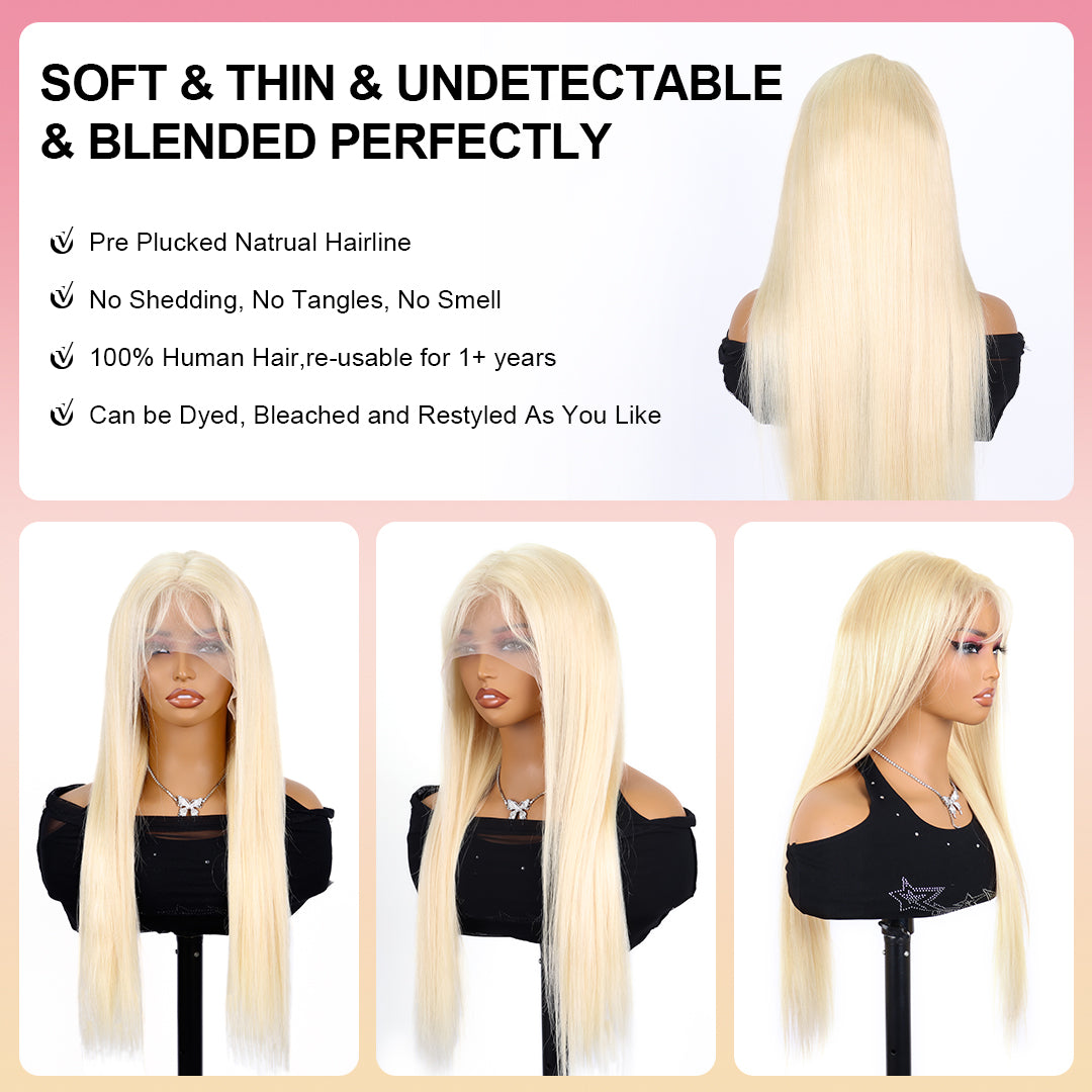 613 Blonde Lace Front Wig Human Hair 18-40 Inch 13X6 Lace Frontal Wigs Human Hair 613 Blonde Bone Straight Lace Frontal Wigs