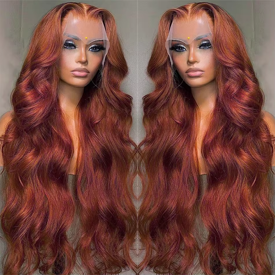 Reddish Brown Body Wave Human Hair Wig 13x4 HD Lace Front Wigs 18-36 Inch Human Hair Pre Plucked