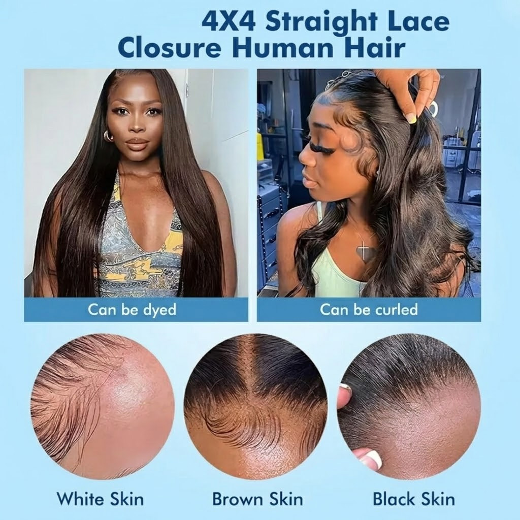 JOPEAR Body Wave Human Hair Lace Closure 14" - Natural Color