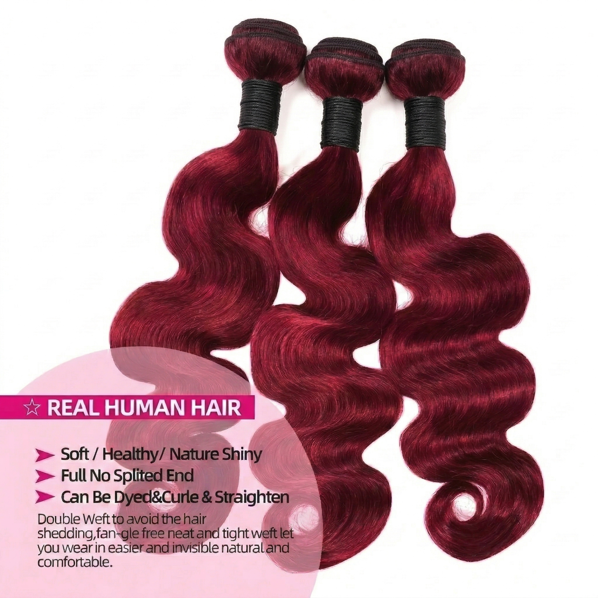 Jopear 10A | Burgundy 99J Body Wave Bundles (3/4 Pcs) - Vibrant Wine Red 100% Virgin Human Hair Extensions