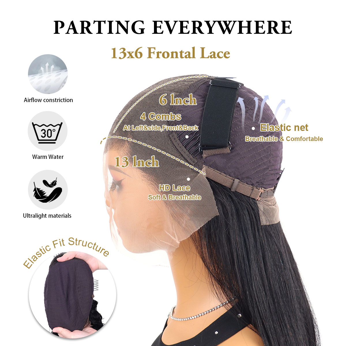 Jopear Body Wave 13x6 HD Lace Frontal Wig - Natural Black Raw Wet & Wavy Human Hair