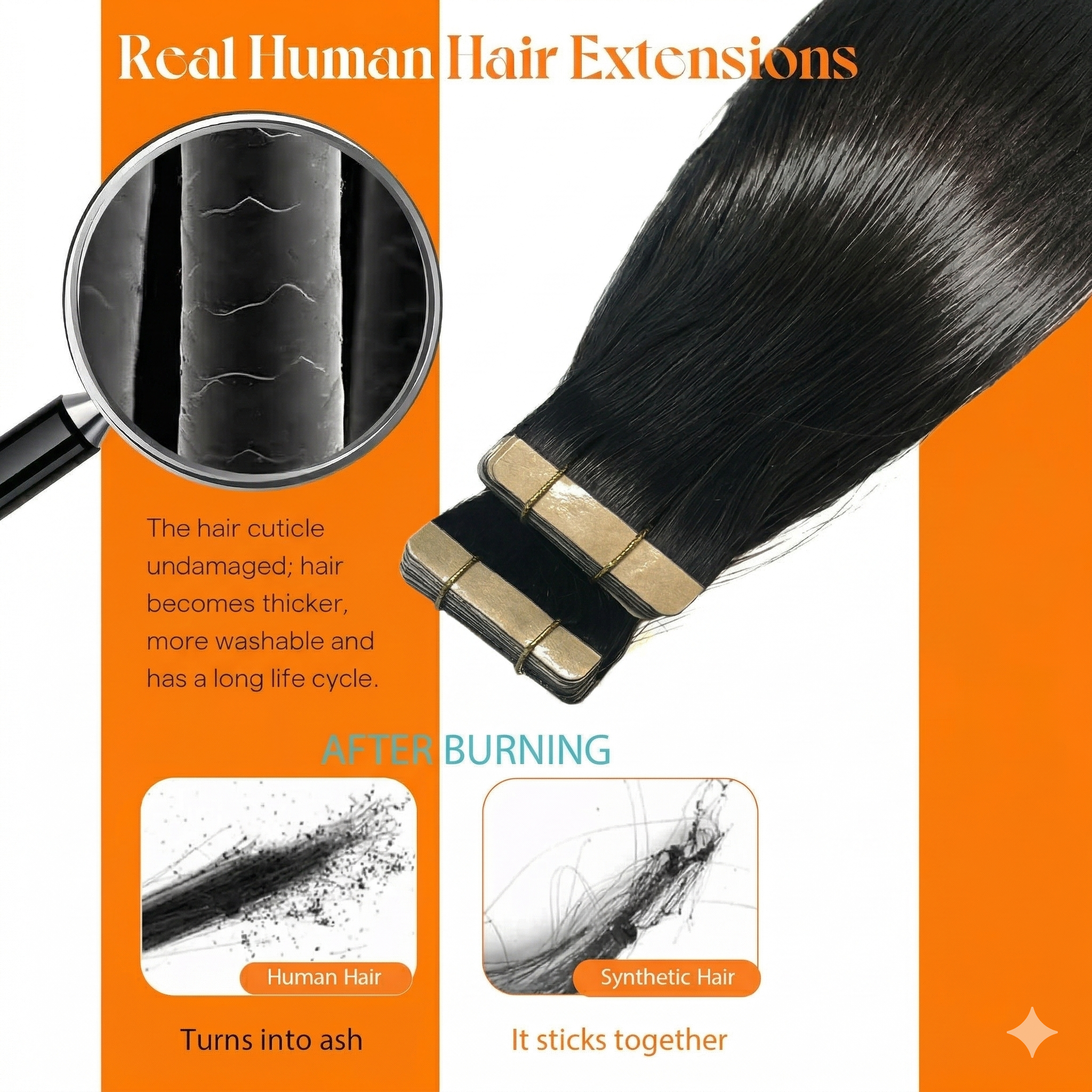 Luckockos Seamless Tape-In Human Hair Extensions - Natural Color Invisible PU Weft Lays Flat Skin Tape On Hair