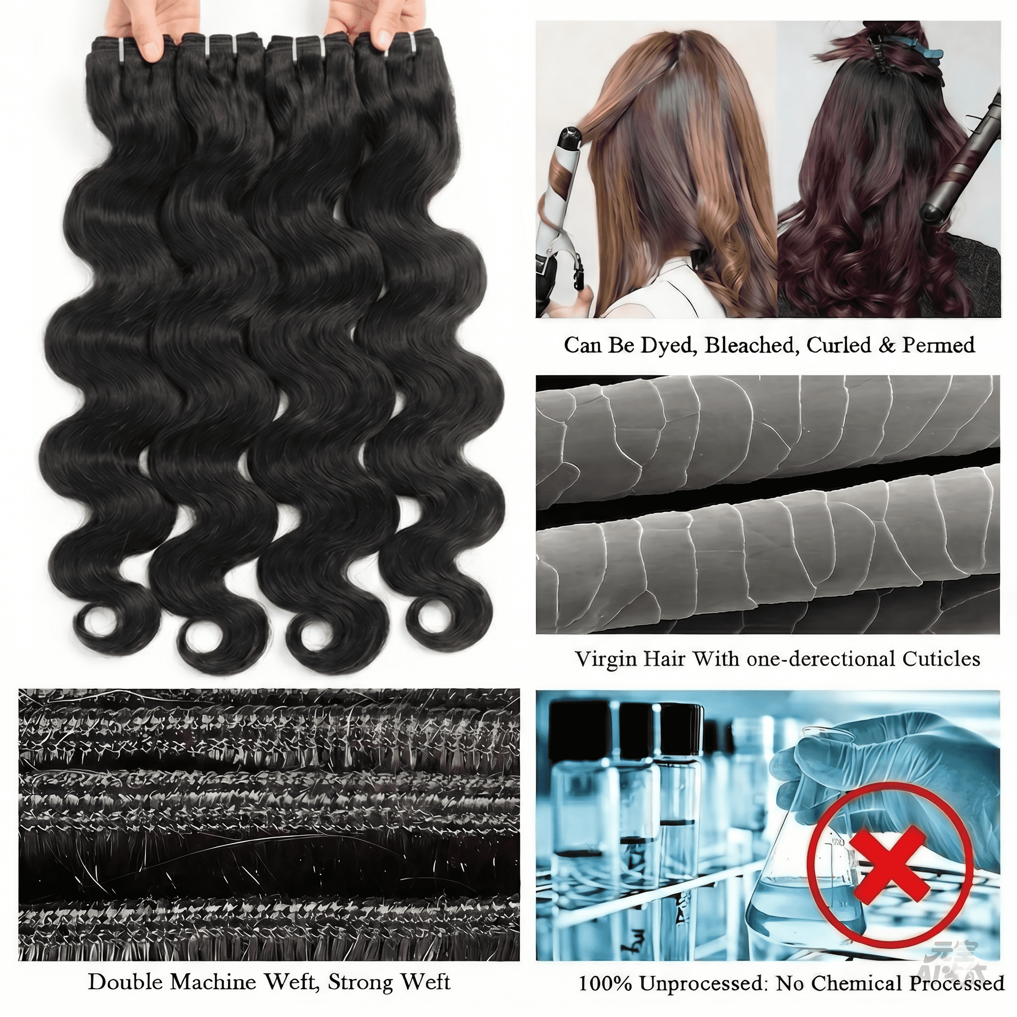 Jopear 10A | Unprocessed Virgin Hair Body Wave 100% Human Hair Bundles Deal - Natural Color with 613 Blonde Lace Closure Set