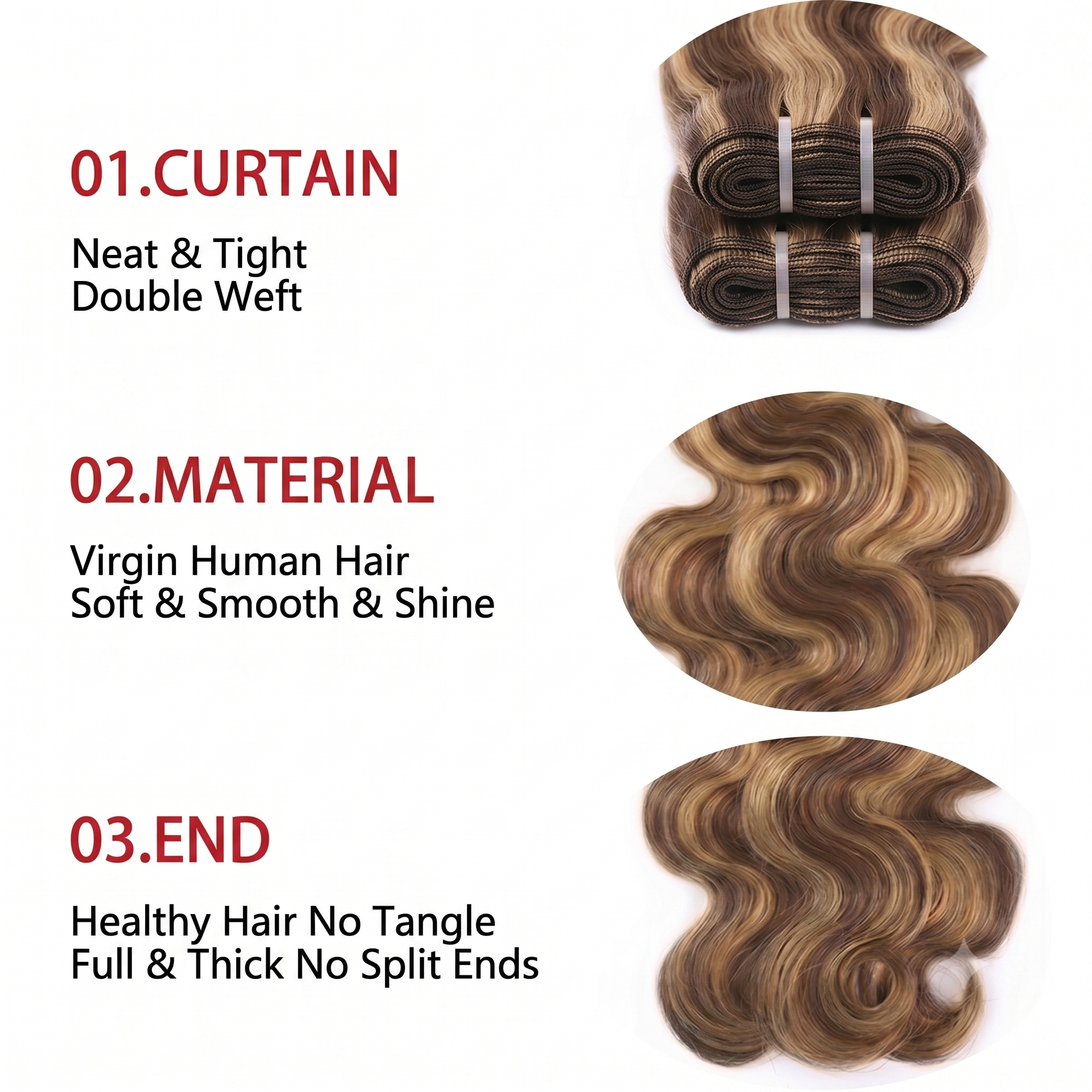 Jopear 10A | P4/27 Highlight Ombre Body Wave Hair Bundles - 100% Human Hair Weave Extensions With Mystery Gift