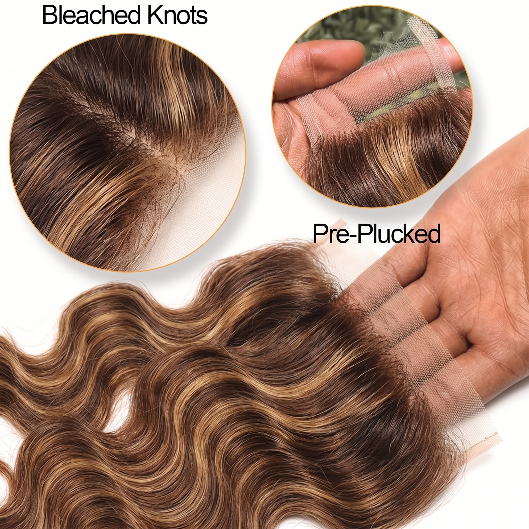 JOPEAR Body Wave Human Hair Lace Closure 14" - Piano Highlight (#4/27)