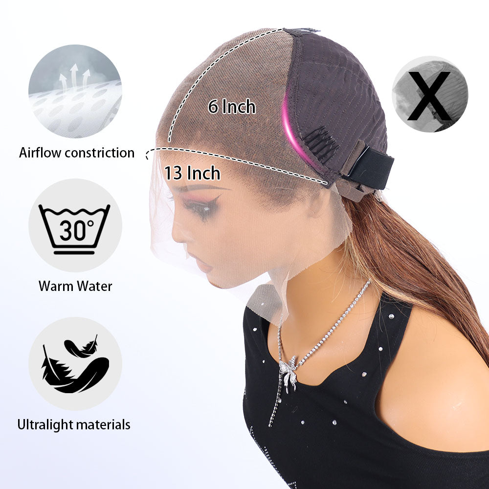 4/27 Ombre Highlight 13x6 Lace Front Wigs Human Hair 360 Straight Lace Frontal Wigs 18-38 Inch Human Hair Honey Blonde Wig For Women