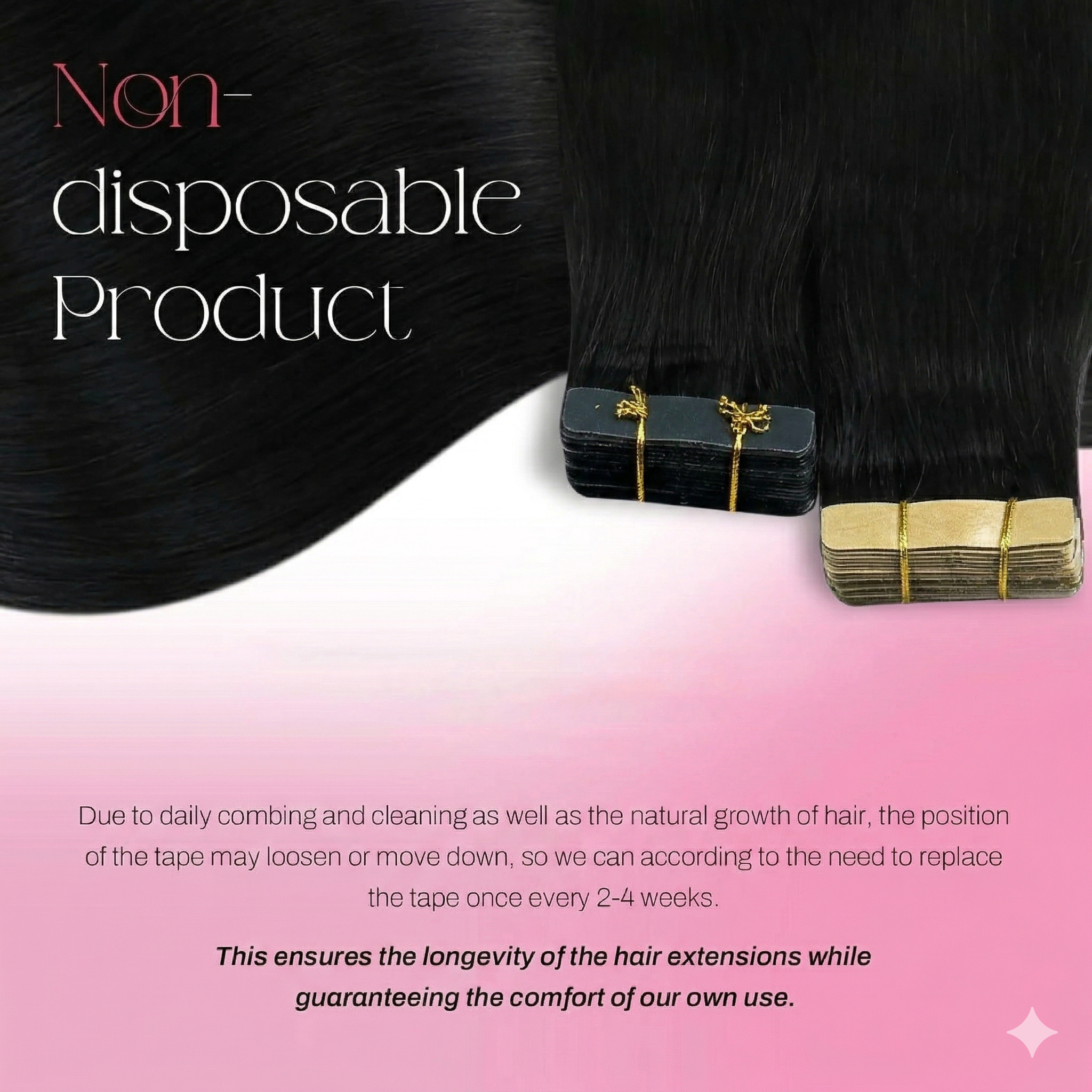 Luckockos Seamless Tape-In Human Hair Extensions - Natural Color Invisible PU Weft Lays Flat Skin Tape On Hair