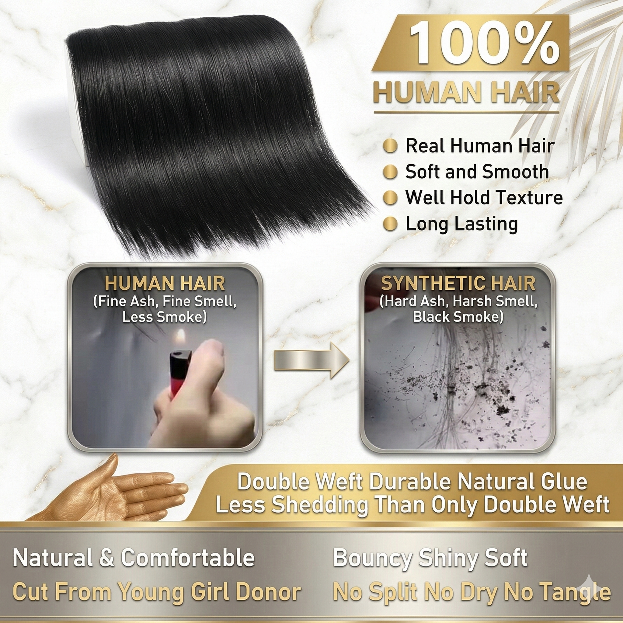 Jopear [12A Grade] Silky Bone Straight Human Hair Bundles | Double Weft & Shed-Free 100% Unprocessed Virgin Hair