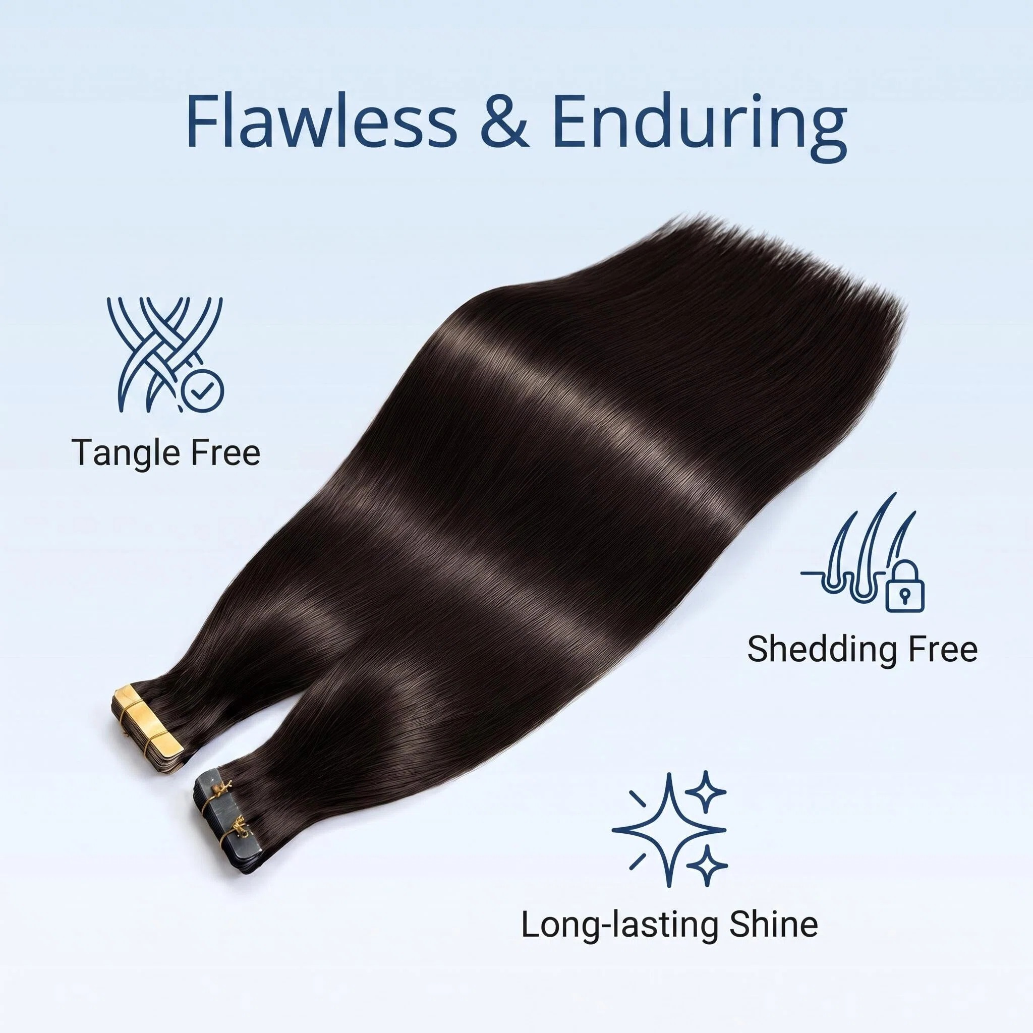 JOPEAR Straight Seamless PU Tape-In Extensions – Darkest Brown (#2)