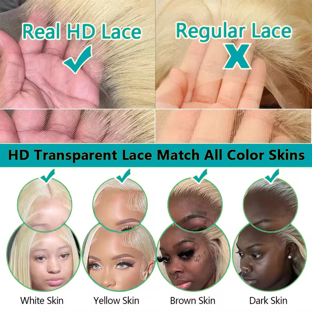Jopear 613 Platinum Blonde Body Wave 13x6 HD Lace Frontal Wig - Takes Color Perfectly 100% Human Hair