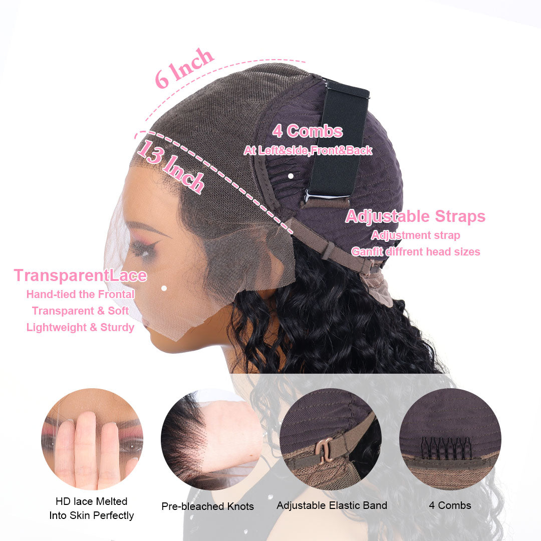 360 Deep Wave Lace Front Wigs Human Hair 13x6 Lace Frontal Human Hair Wigs 30 Inch Curly Wig Water Wave Wigs With Baby Hair