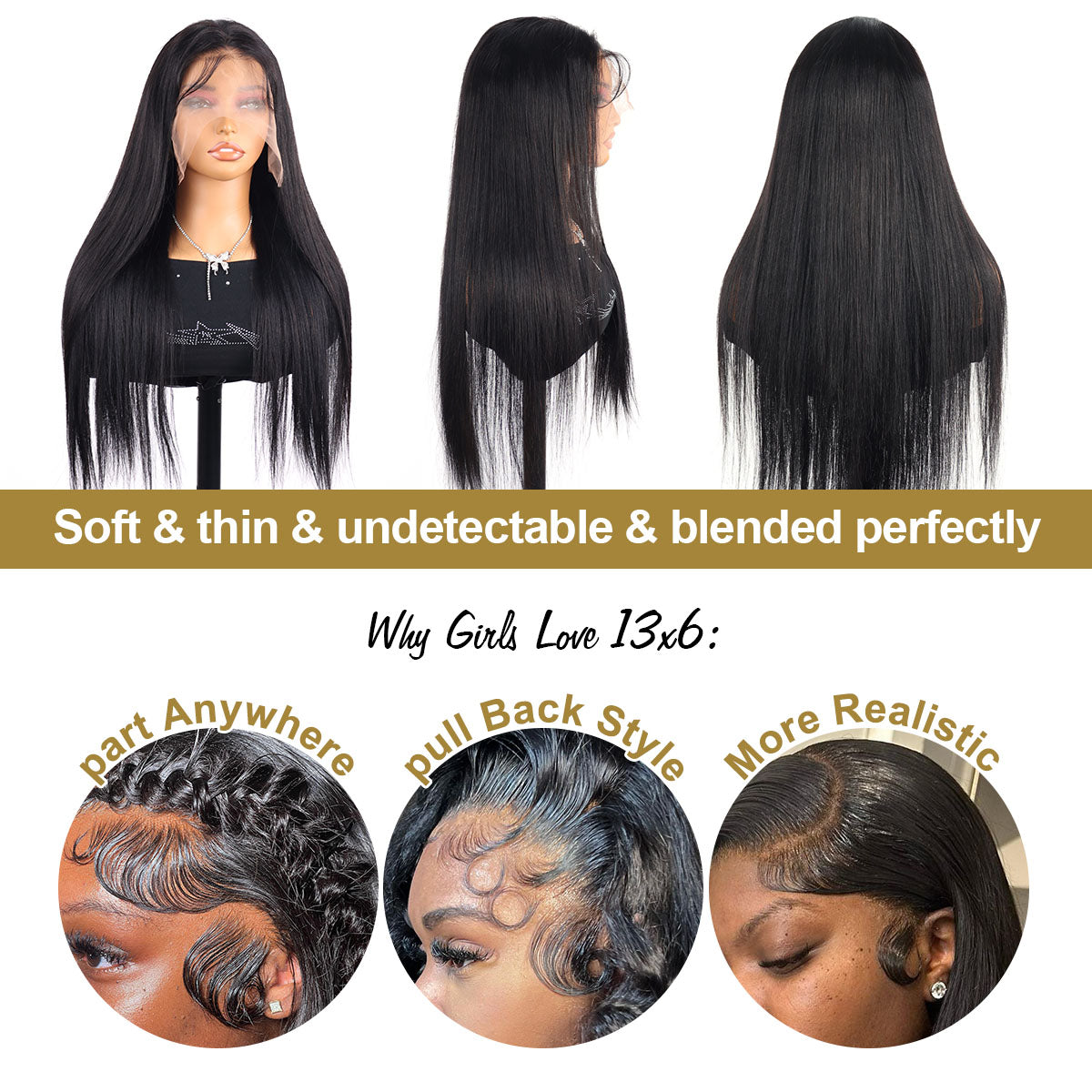 13x6 HD Lace Front Wigs Human Hair Straight 360 Full Lace Front Wigs 20-40 Inch Human Hair Pre Plucked Straight Wigs Human Hair