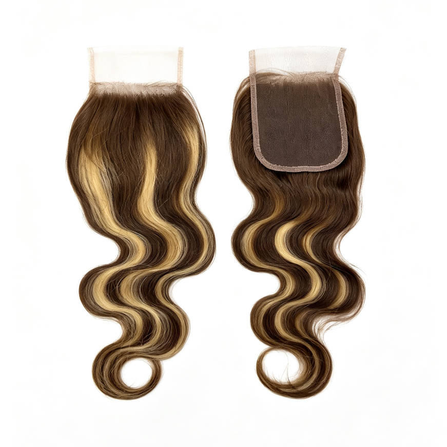 JOPEAR Body Wave Human Hair Lace Closure 14" - Piano Highlight (#4/27)