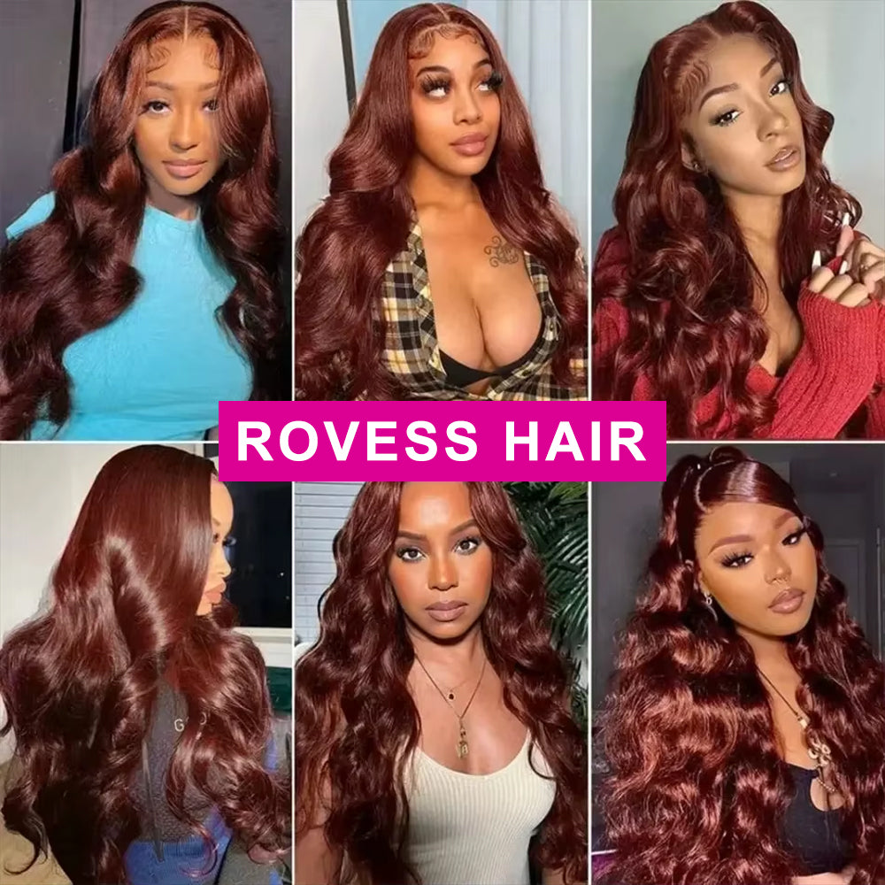 Reddish Brown Body Wave Human Hair Wig 13x4 HD Lace Front Wigs 18-36 Inch Human Hair Pre Plucked
