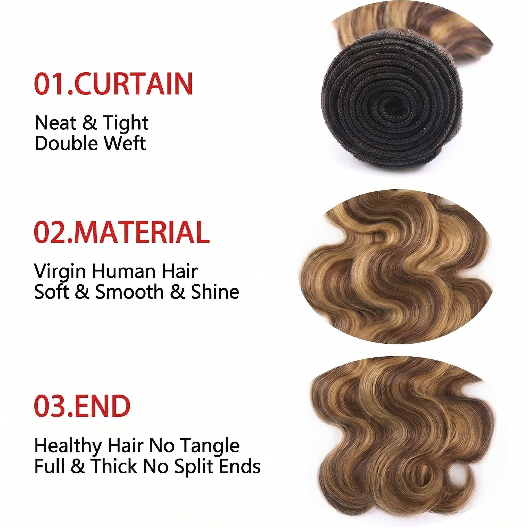 Jopear 10A | P4/27 Highlight Ombre Body Wave Hair Bundles - 100% Human Hair Weave Extensions With Mystery Gift