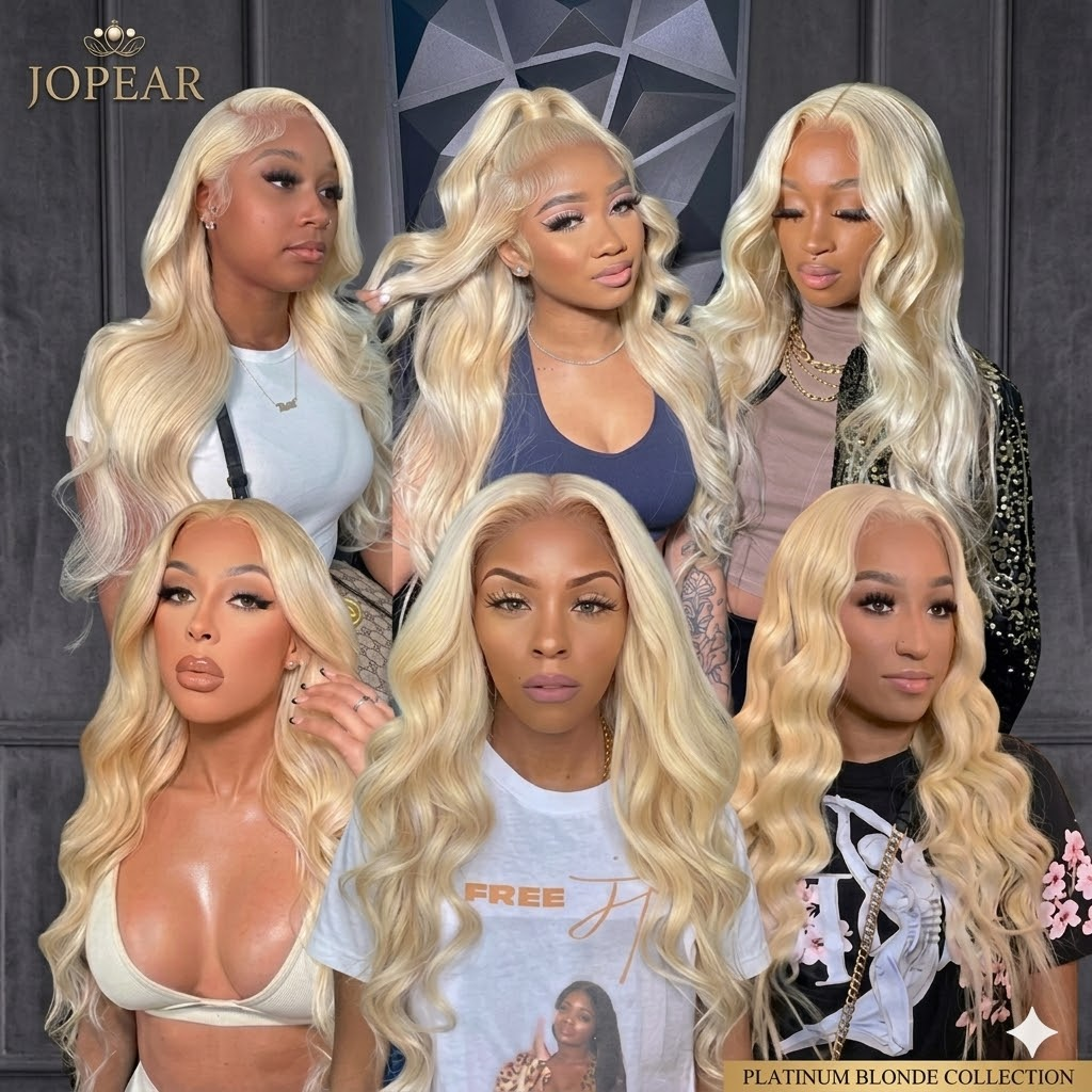 Jopear 10A | 613 Blonde Body Wave Bundles - Platinum Blonde 100% Human Hair Weave | Can be Dyed Again