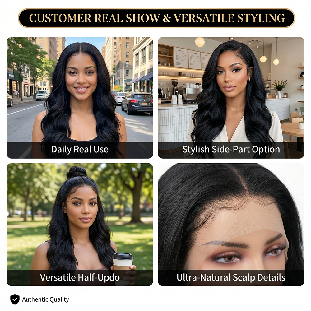 Jopear Body Wave 13x6 HD Lace Frontal Wig - Natural Black Raw Wet & Wavy Human Hair