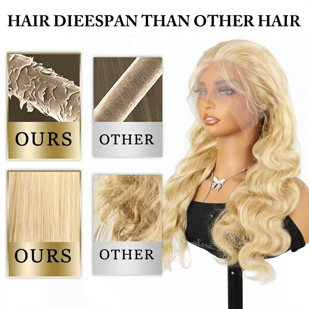 Jopear 613 Platinum Blonde Body Wave 13x6 HD Lace Frontal Wig - Takes Color Perfectly 100% Human Hair