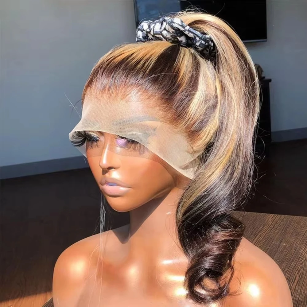 Jopear Highlight Ombre 360 Full Lace Front Real Human Hair Wigs 13x6 Hd Lace Frontal Wig Human Hair 38 Inch Colored Wig