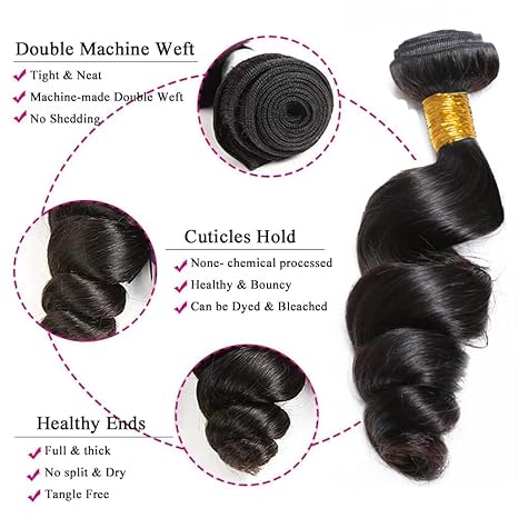 Loose Wave Bundles - 100% Virgin Human Hair, 4/5 Bundles, Natural Texture, Silky Finish, Comes with 3 Free Gifts
