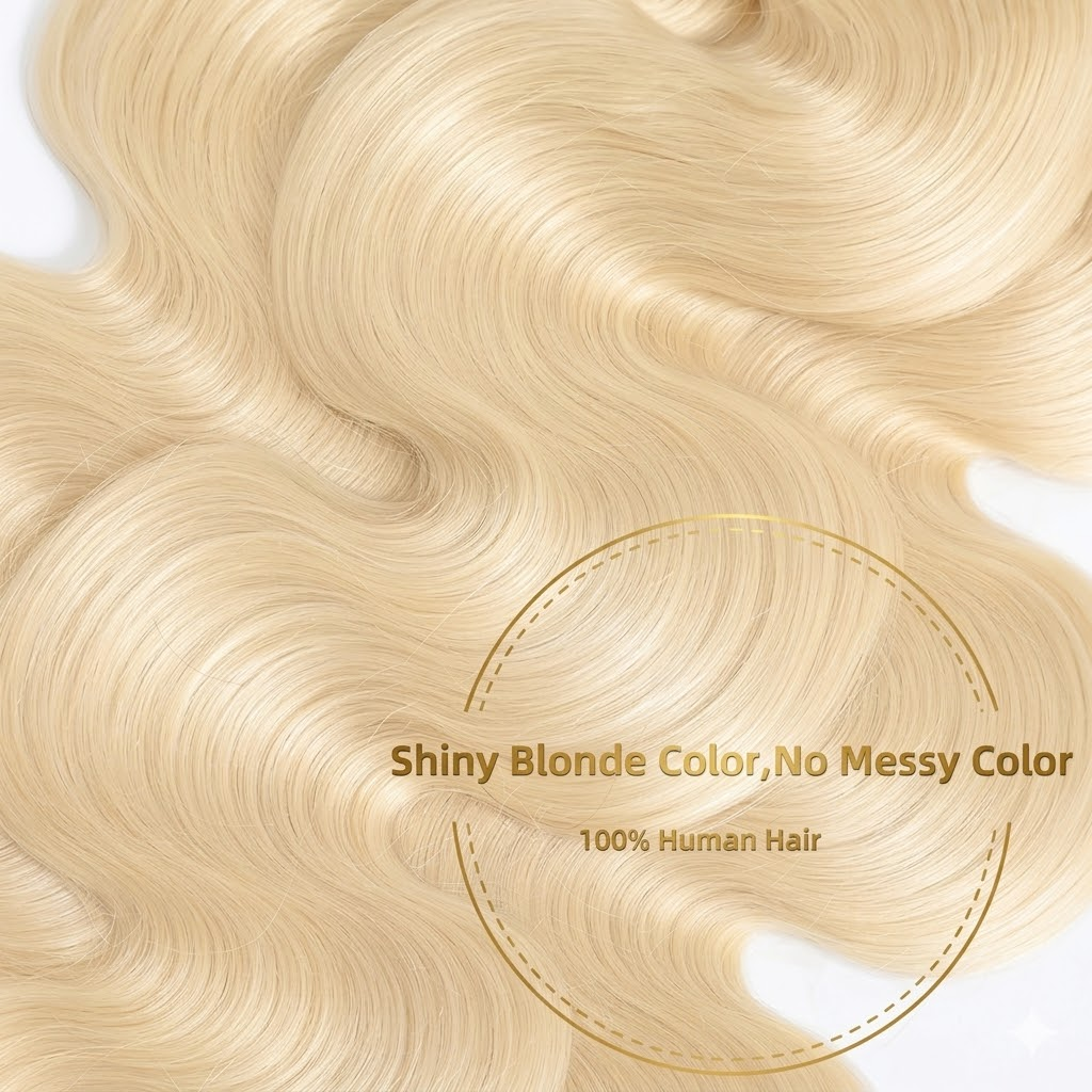 Jopear 10A | Unprocessed Virgin Hair Body Wave 100% Human Hair Bundles Deal - Natural Color with 613 Blonde Lace Closure Set