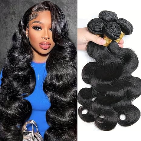 100% Virgin Human Hair Body Wave Bundles - 4/5 Bundles, Soft & Shiny, Natural Look, Comes with 3 Free Gifts