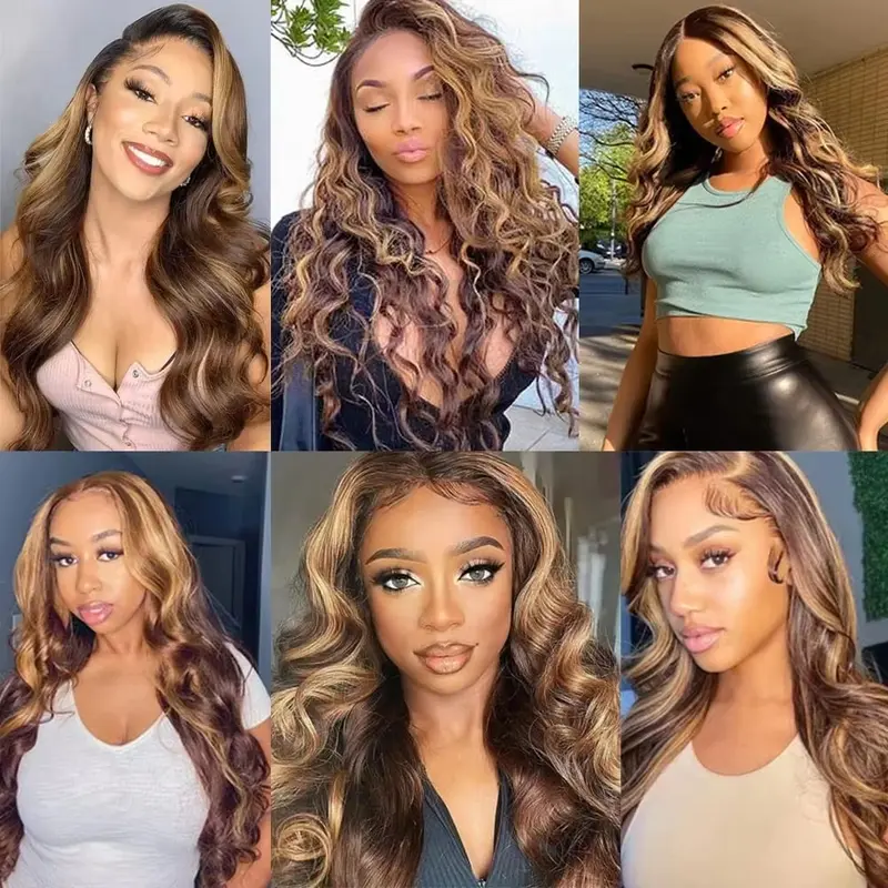 4/27 Highlight Body Wave Bundles - 4/5 Bundles, 100% Real Human Hair, Comes with 3 Free Gifts