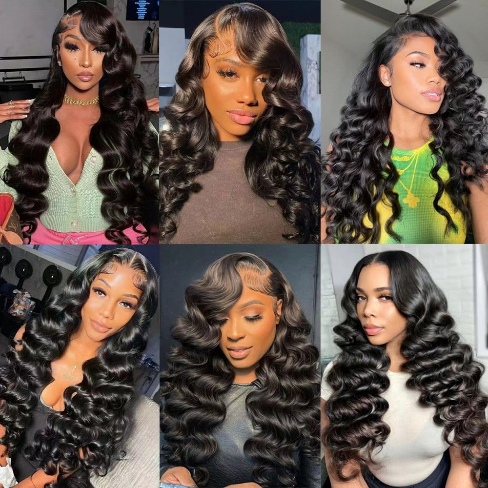 12-34 Inch 3 4 Bundle Loose Wave Bundles 100% Unprocessed Human Hair 12A Raw Hair Bundles Extensions Malaysia Natural Black 🎁Free Gifts: 16'' Lace Closure, Hair Cap And Baby Hair