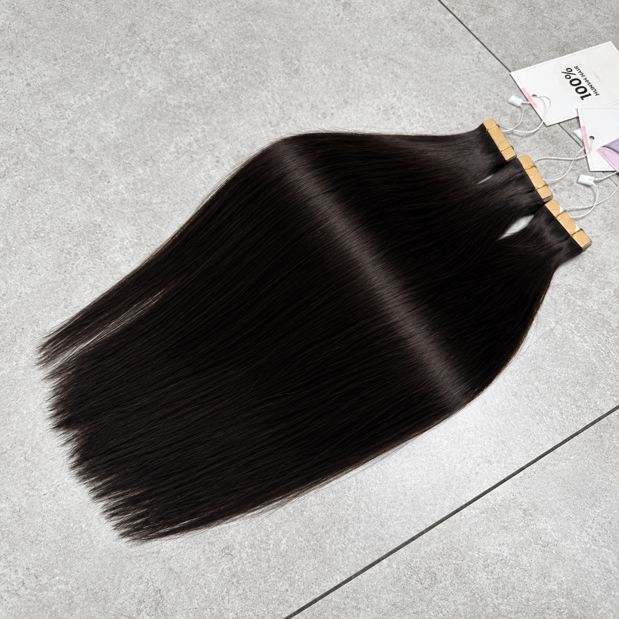 JOPEAR Straight Seamless PU Tape-In Extensions – Darkest Brown (#2)