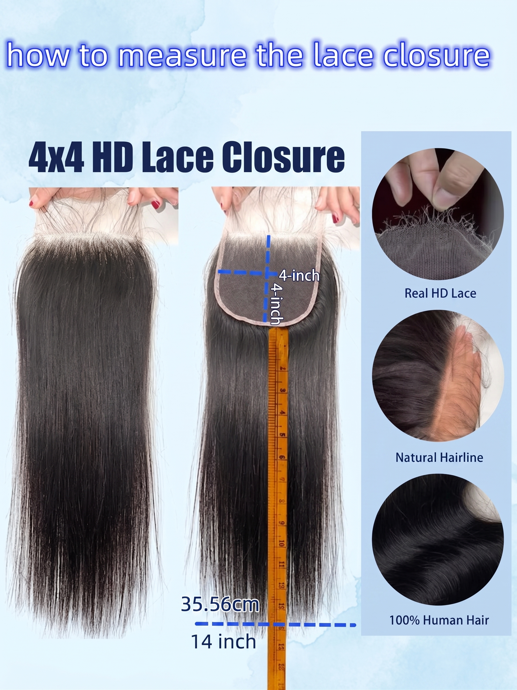 JOPEAR Body Wave Human Hair Lace Closure 14" - Piano Highlight (#4/27)