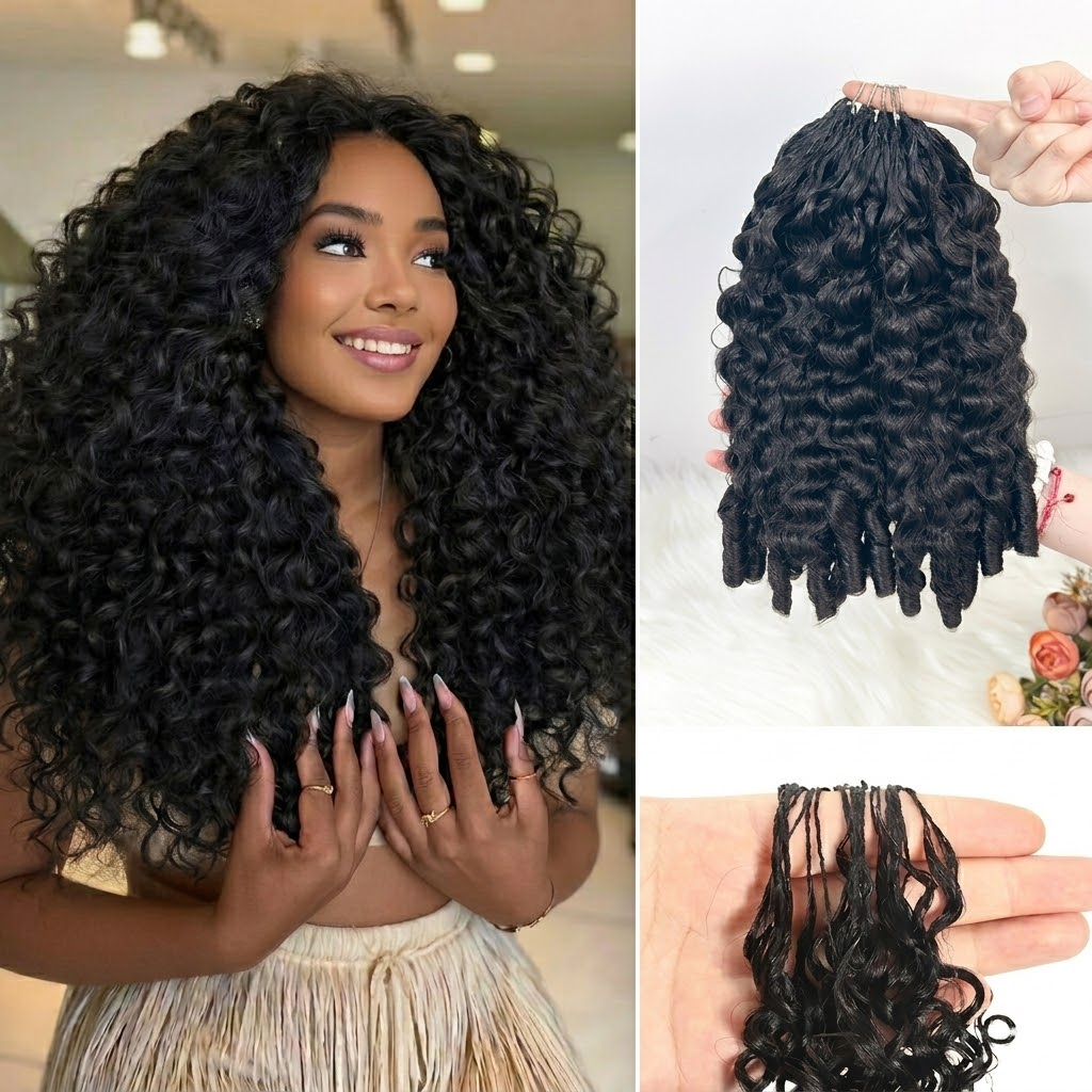 Jopear 100% Human Hair Burmese Curly Crochet Extensions - Premium Bouncy Hair For Braids