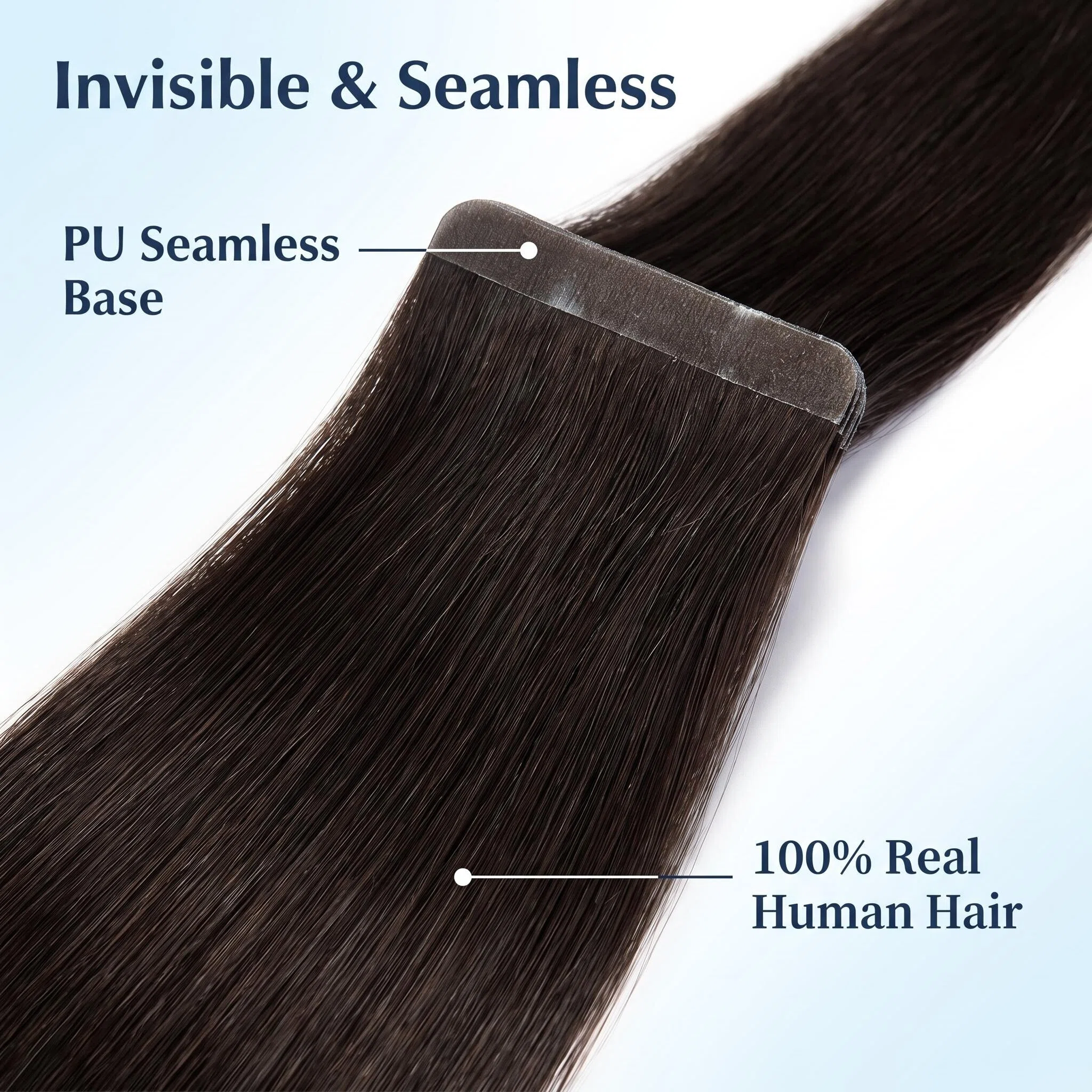 JOPEAR Straight Seamless PU Tape-In Extensions – Darkest Brown (#2)