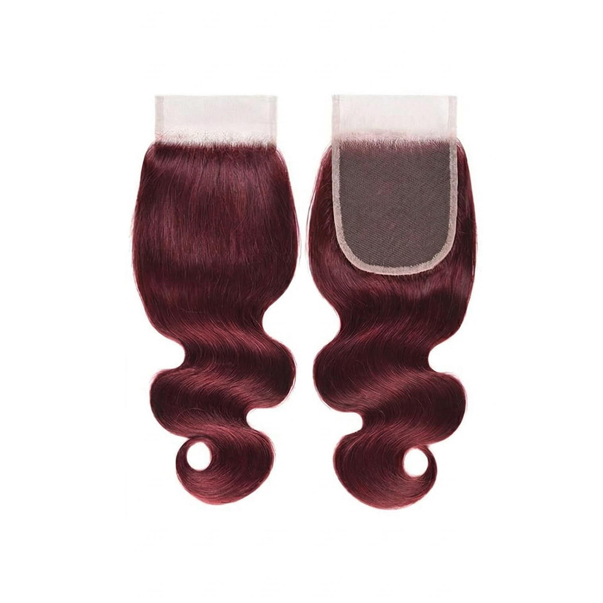 JOPEAR Body Wave Human Hair Lace Closure 14" - Burgundy (#99J)