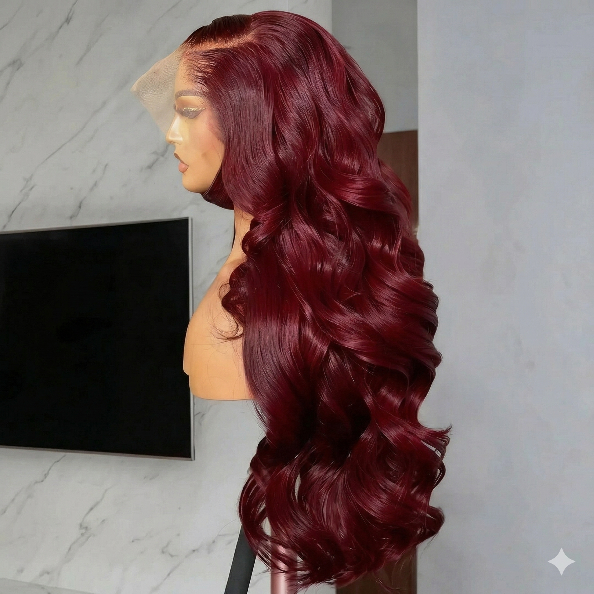 Luckockos 99J Burgundy Wine Red Body Wave 13x6 HD Lace Frontal Wig - Colored 100% Human Hair