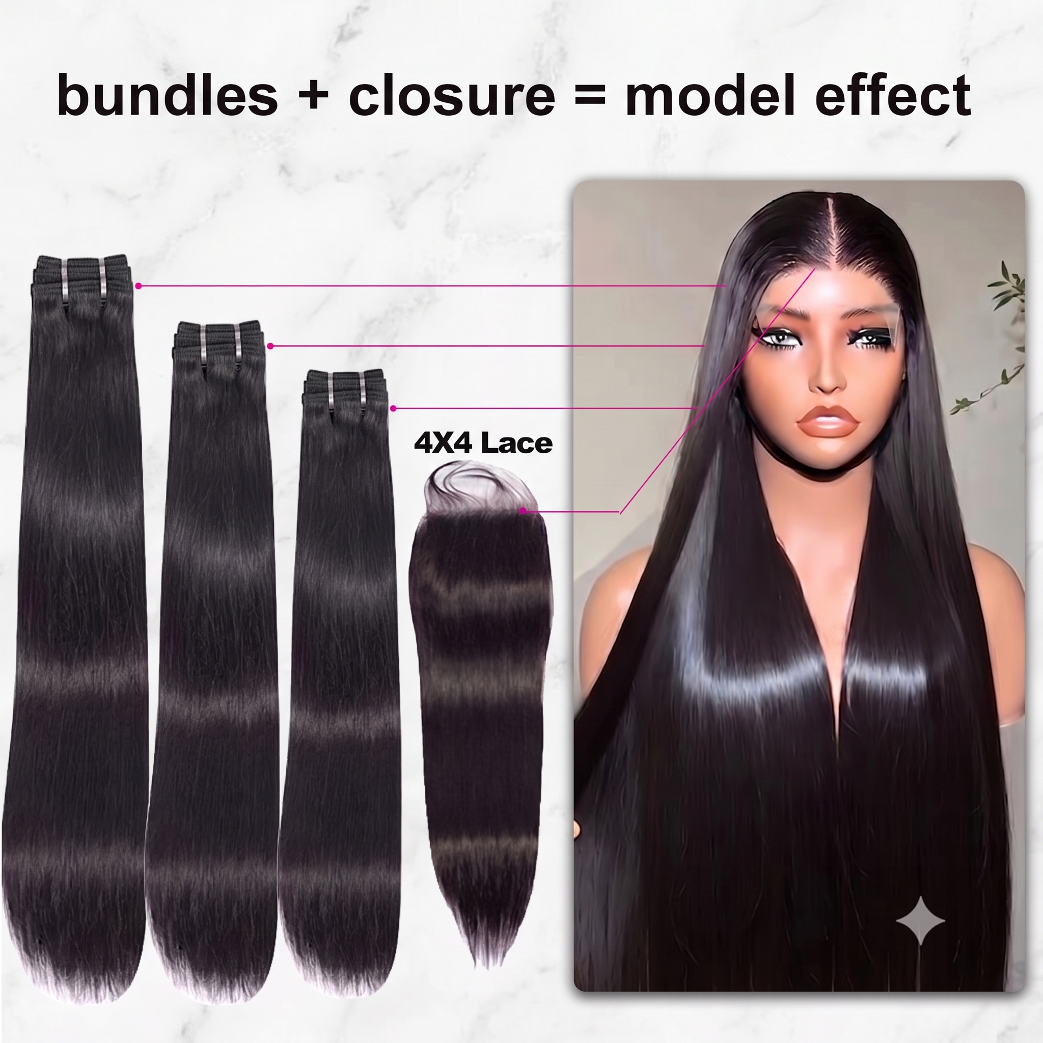 Jopear [12A Grade] Silky Bone Straight Human Hair Bundles | Double Weft & Shed-Free 100% Unprocessed Virgin Hair