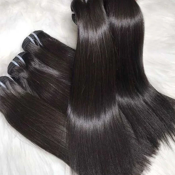 Super Double Drawn Human Hair Bundles Cambodian Raw Bone Straight Bundles Human Hair Bundles Hair Extensions 100g/b