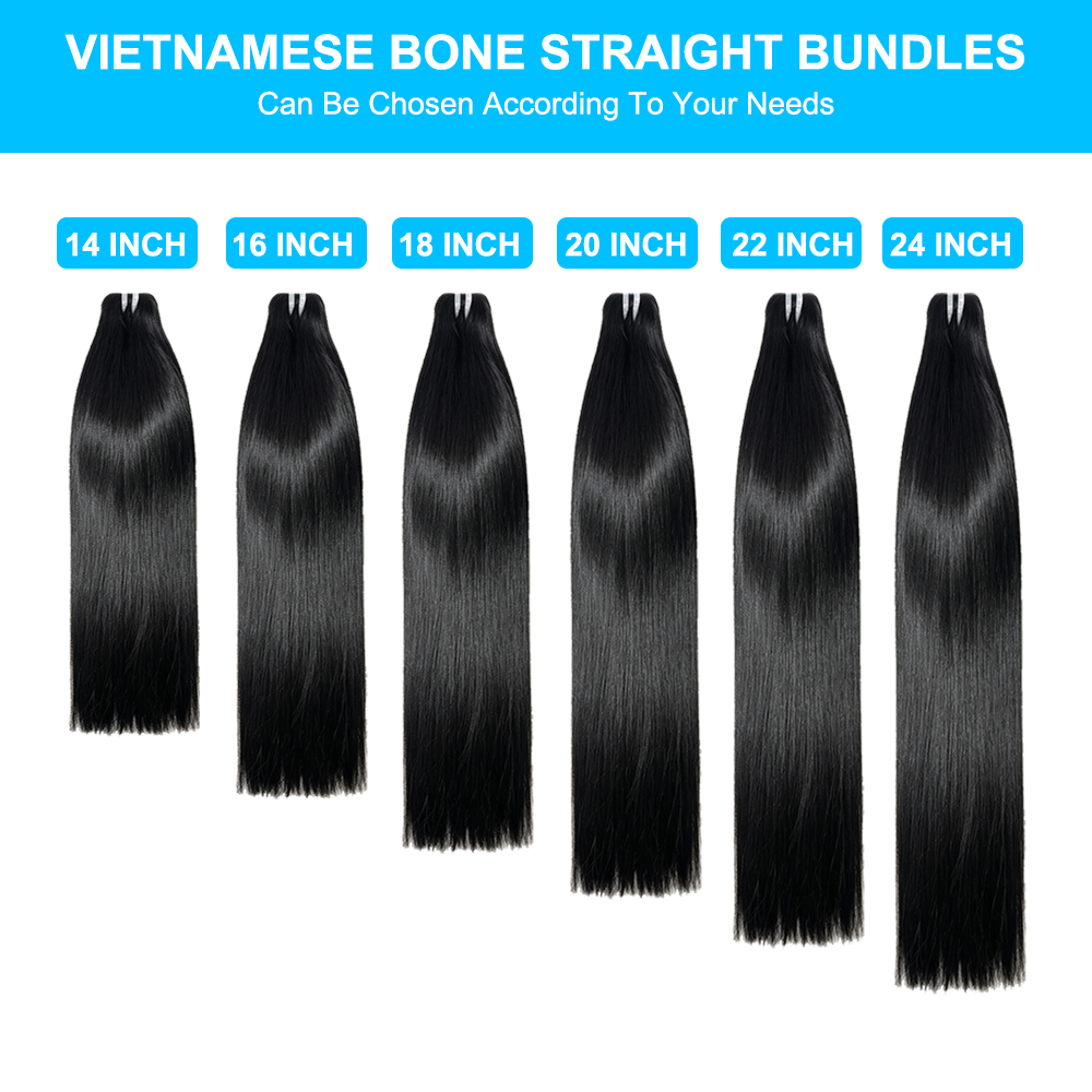 JOPEAR Raw Vietnamese Bone Straight Hair Bundles - Natural Black