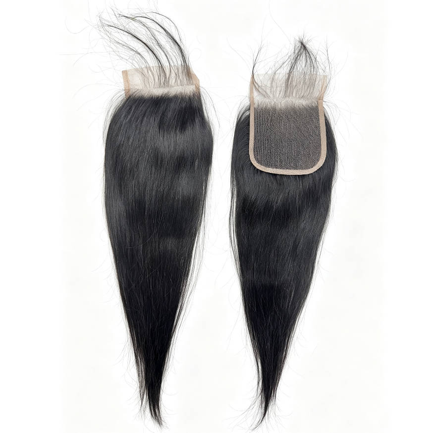 JOPEAR Straight Human Hair Lace Closure 14" - Natural Color